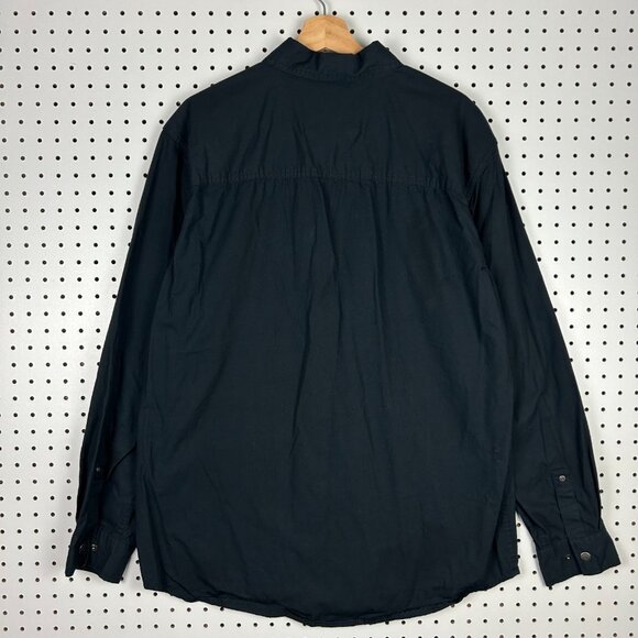 Harley Davidson XL Black Chore Shirt Long Sleeve‎ Motorcycle Biker Button Snap - Picture 4 of 8